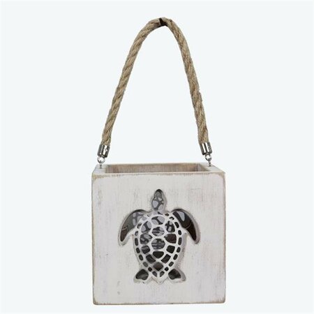 YOUNGS Wood Candle Holder Box with Turtle Design Cutout 61716